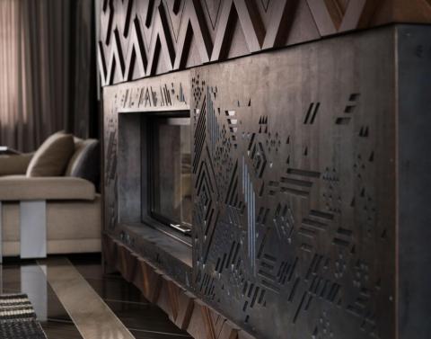 Деревянные панели в интерьере гостиной 2