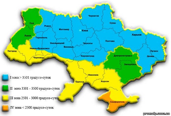 Карта температурных зон Украины