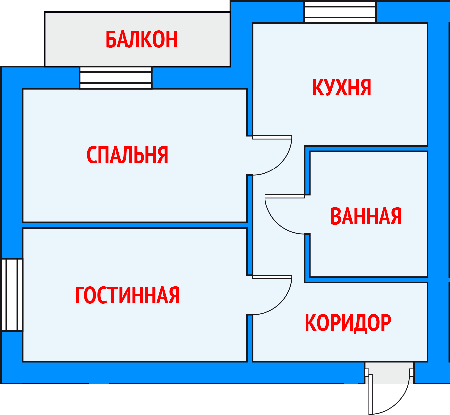 Двухкомнатная квартира с балконом – Абрикосовая 4