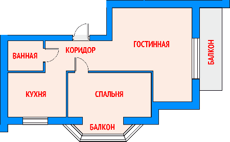 Двухкомнатная квартира с балконом – Абрикосовая 4