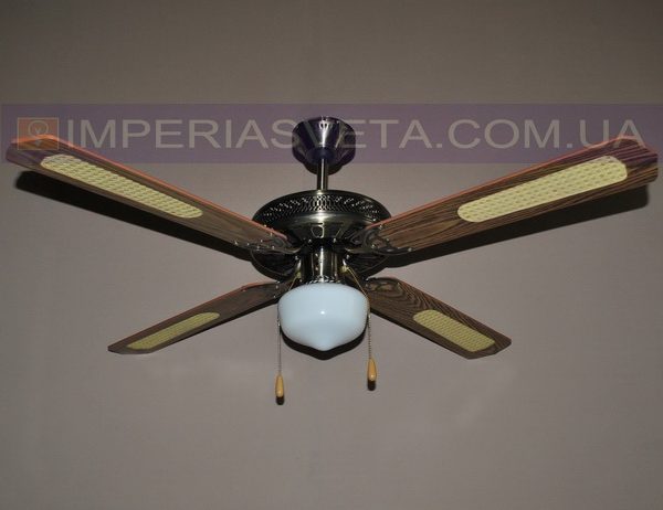 Люстра-вентилятор SVET одноламповый четырехлопастной FAN-SF52-4CL Anti brass