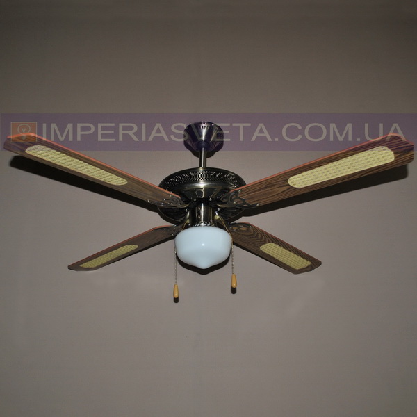 Люстра-вентилятор SVET одноламповый четырехлопастной FAN-SF52-4CL Anti brass