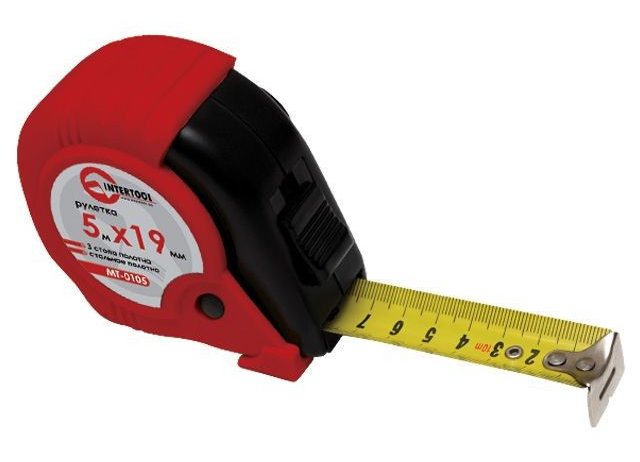 Рулетка с металлическим полотном 2мx13 мм, три стопора полотна Intertool MT—0102