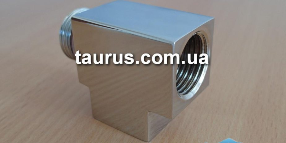 Квадратный тройник PREMIUM CUBE chrome 1/2″ c уплотнительным кольцом для полотенцесушителей, Италия | Тройник CUBE Premium хром