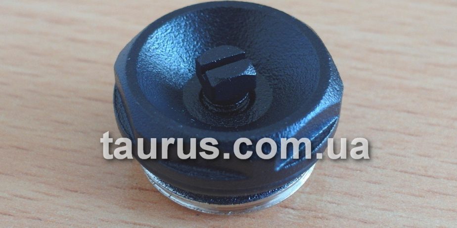 Черный Кран Маевского плоский, 1/2″ на полотенцесушитель | КМ плоский black