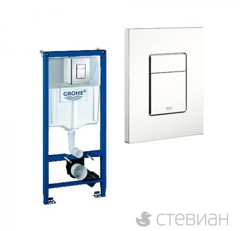 Инсталляция Grohe Rapid SL 38536007 c белой накладной панелью