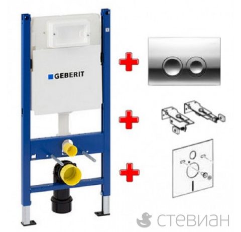Инсталляция Geberit Duofix 458.126.00.1 4 в 1 + кнопка смыва Delta 115.125.21.1