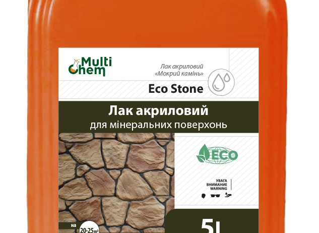 Лак алкидный EcoStone “мокрый камень” для любых поверхностей и каминов Глянцевый