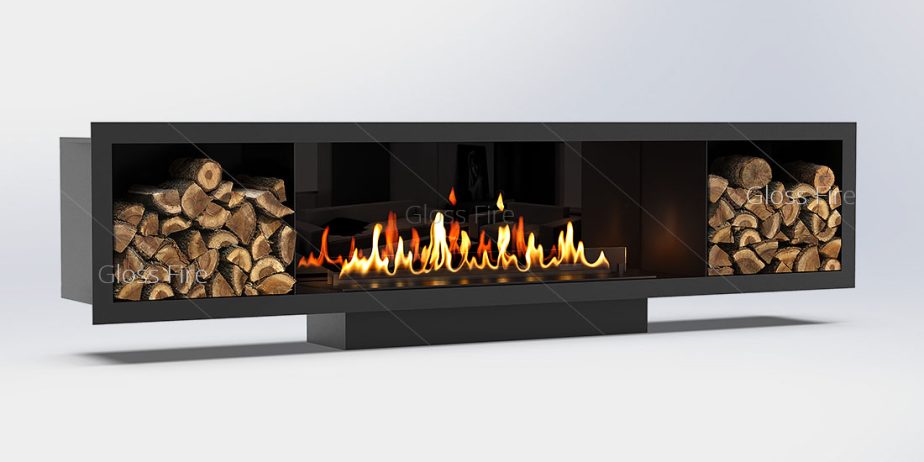 Вбудований біокамін Очаг Дровниця 1300 – арт.021 Gloss Fire