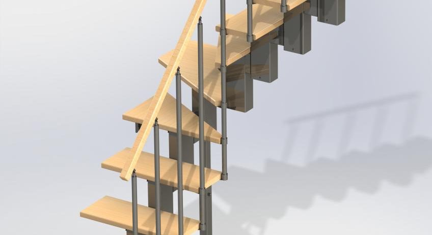 Лестницы модульные сборные “полный шаг”, забежные ступени