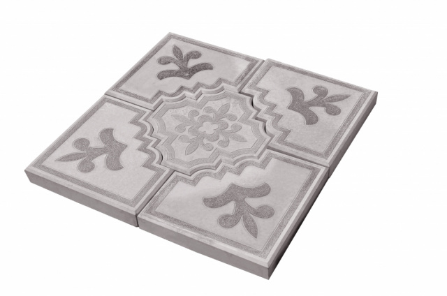 Тротуарная плитка «Клевер Краковский 2» с декором серый, 600х600х45 (4шт/м2)