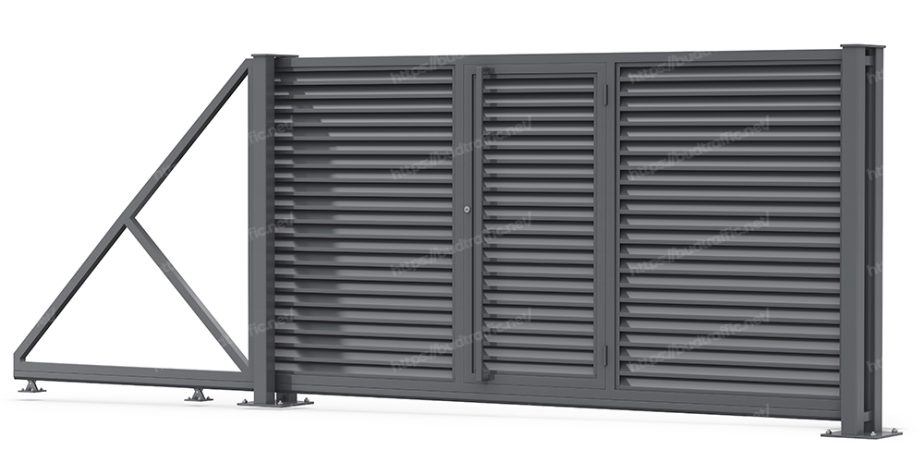 Відкатні ворота Жалюзі з хвірткою всередині