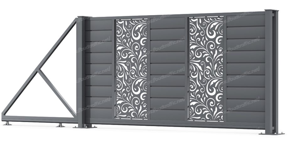 Відкатні ворота Горизонт з вставкою
