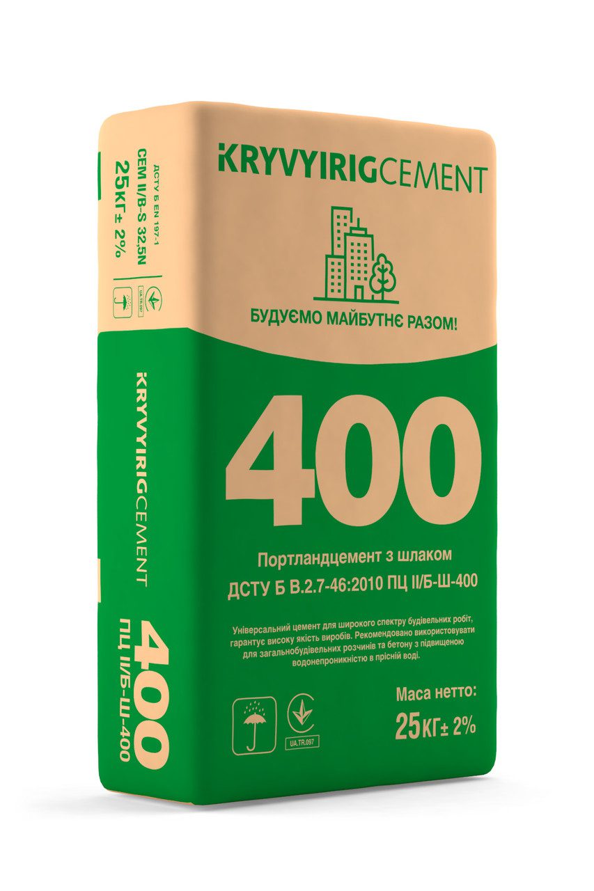Портландцемент М400 ІІБ-Ш-400, мішок 25 кг
