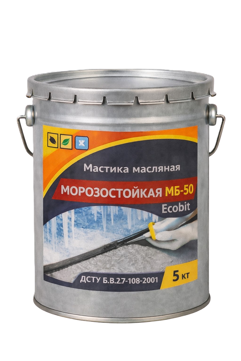 Мастика масляная морозостойкая МБ – 50 Ecobit ведро 5,0 кг (Холодная) ДСТУ Б В.2.7-108-2001  