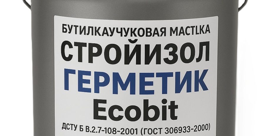 СтройИзол-Герметик ЭКОБИТ ведро 10,0 кг бутилкаучуковая мастика для швов ДСТУ Б В.2.7-108-2001 (ГОСТ 30693-2000)