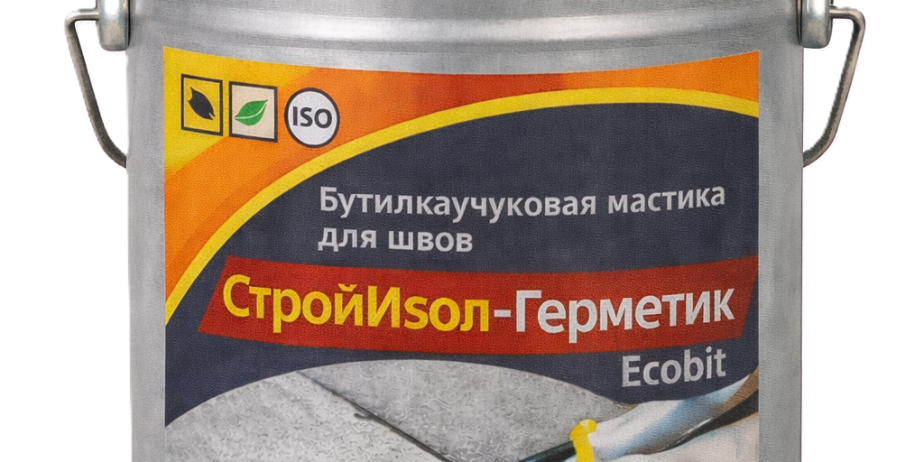 СтройИзол-Герметик ЭКОБИТ ведро 3,0 кг бутилкаучуковая мастика для швов ДСТУ Б В.2.7-108-2001 (ГОСТ 30693-2000)