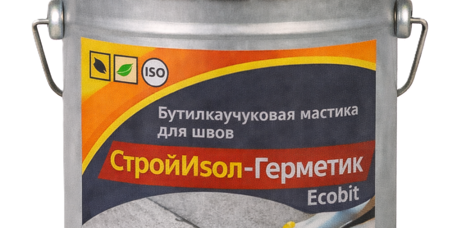 СтройИзол-Герметик ЭКОБИТ ведро 5,0 кг бутилкаучуковая мастика для швов ДСТУ Б В.2.7-108-2001 (ГОСТ 30693-2000)