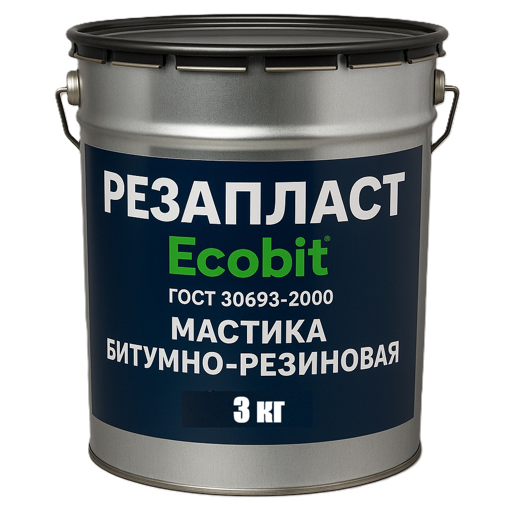 Мастика РЕЗАПЛАСТ Ecobit ведро 3,0 кг кровельная для швов резино-битумная ТУ 21-27-105-83
