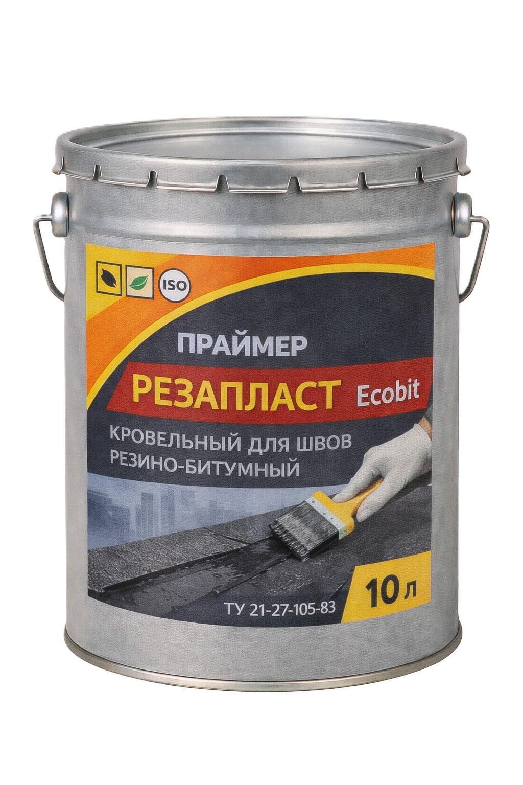 Праймер РЕЗАПЛАСТ Ecobit ведро 10,0 л кровельный для швов резино-битумный ТУ 21-27-105-83